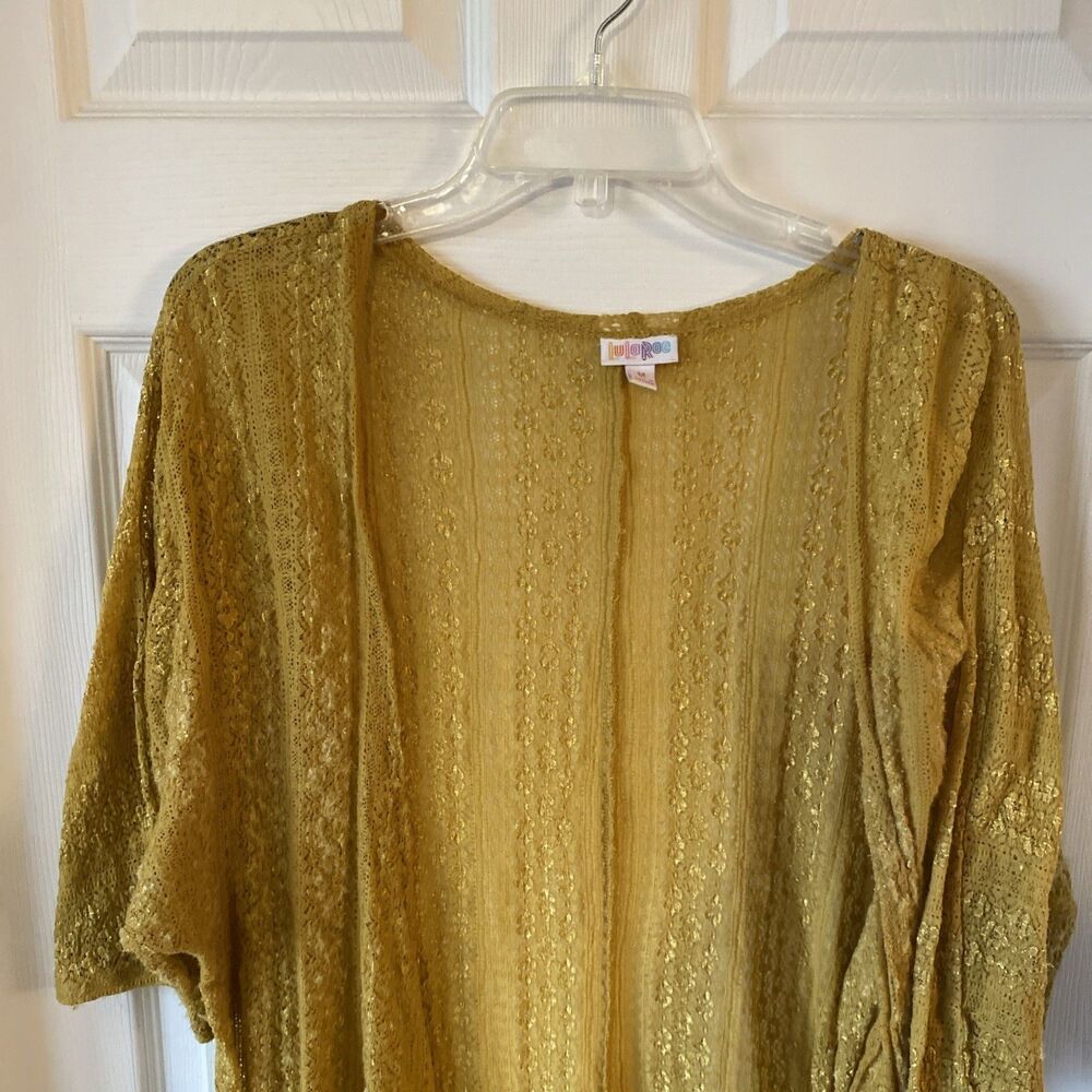 Lularoe Beach Cover Up Women’s Size Medium Yellow Ochre Open Front - Picture 3 of 10